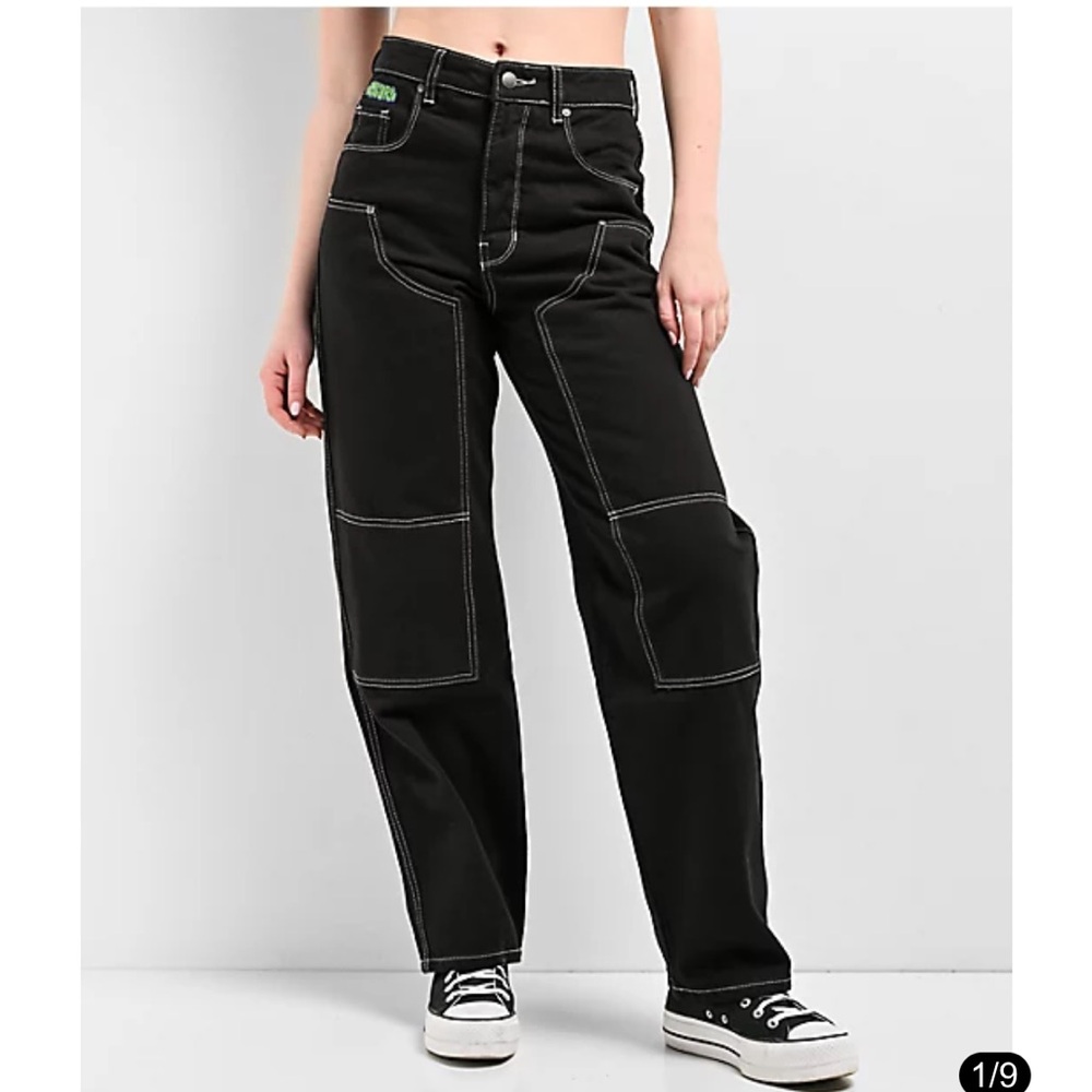 90s Empyre Tori Double Knee Black Carpenter Skate Pants Size 4 100% cotton